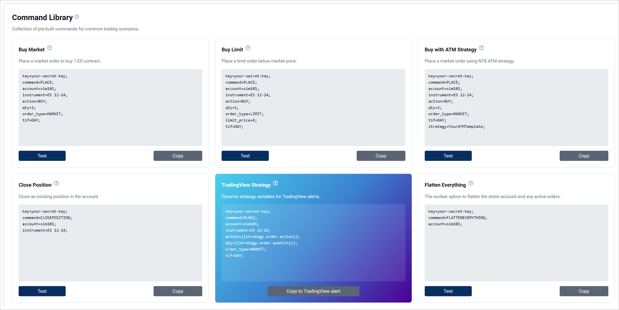 copy and paste premade commands from our Command Library