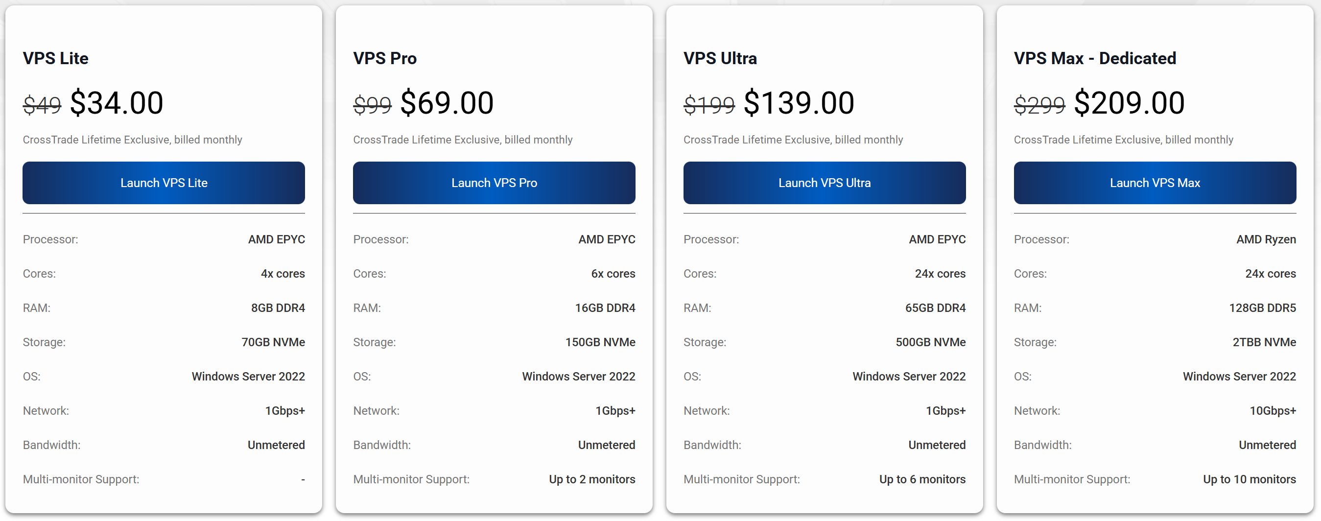Exclusive 30% off monthly lifetime pricing for QuantVPS through CrossTrade
