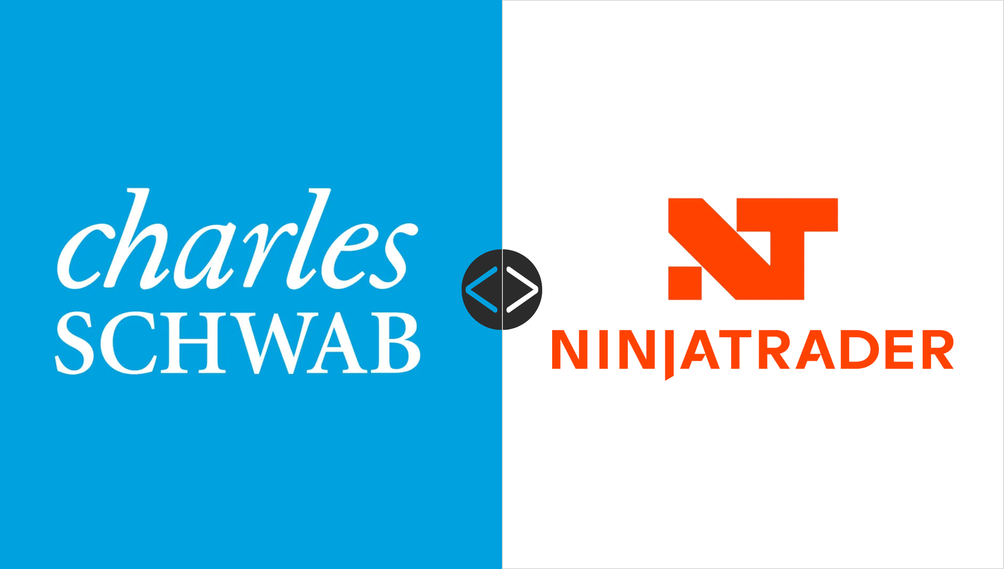 charles schwab logo in blue next to ninjatrader logo in orange
