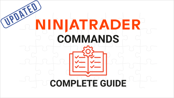 NinjaTrader commands guide with checklist icon on puzzle background.