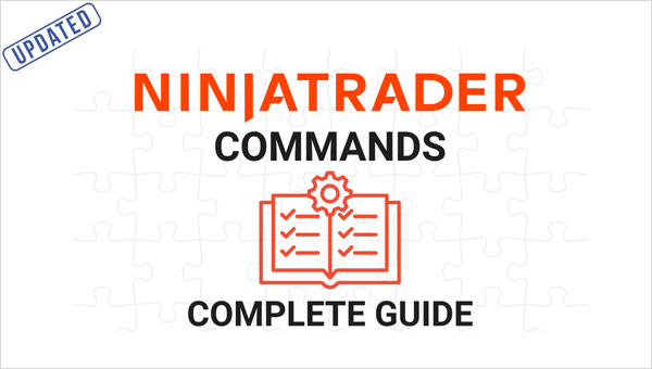 NinjaTrader commands guide with checklist icon on puzzle background.